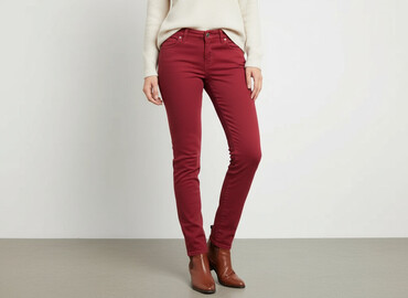 bordowe jeansy damskie: Tailored, Jeansy damskie, rozmiar M