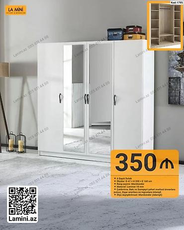 Dolablar: 4 qapılı dolab – La Mini - Ölçülər: Dərinlik 47 sm × Hündürlük 200 sm — 1
