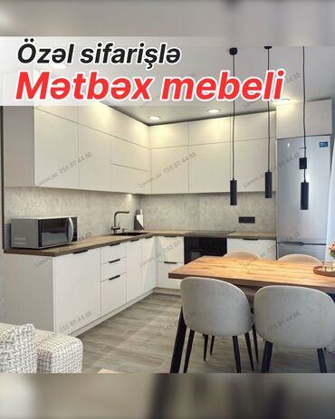 metbex zal birlikde: Özəl sifarişlə mətbəx mebeli - Fərdi ölçü və planlamaya uyğun L-forma