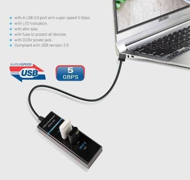 telefon üçün klaviatura: USB 3.0 Hub 4 Port 3.0 HUB. Super Sürətl 5Gbps Sürətli ötürmə