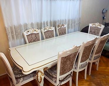 boya seti: Klassik üslubda yemək otağı dəsti - Komplekt: 1 iri yemək masası + 8 — 4
