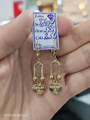Zərgərlik əşyaları: Sırğa, Tiffany, Sarı qızıl, 585 Əyar, 251 g — 1
