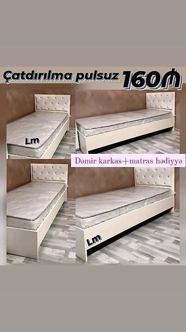 Açıq rəngli tək nəfərlik çarpayı - Yumşaq başlıq: düyməli, süni lalafo.az -da Açıq rəngli tək nəfərlik çarpayı - Yumşaq başlıq: düyməli, süni
