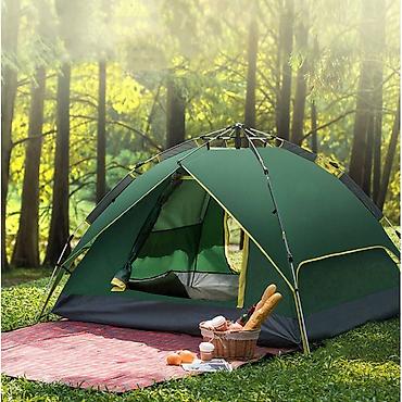 Палатки: Палатка кемпинговая двухместная (200х150х125см) Цвет : Хаки и Голубой — 1