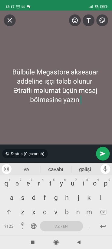 karqo şirkətləri vakansiya: Bülbüle Megastore aksesuar bölmesine təcili işçi axtarılır Ətraflı