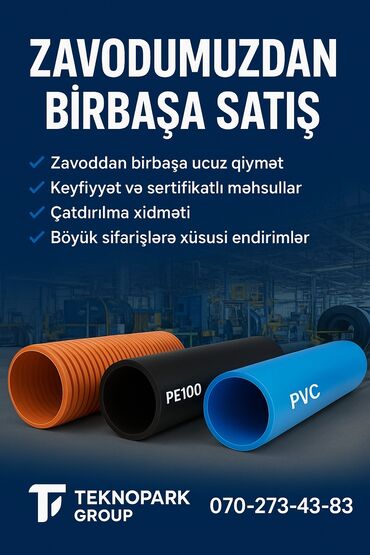 su boruları: Zavoddan birbaşa satış – su, kanalizasiya və kabel xətləri üçün