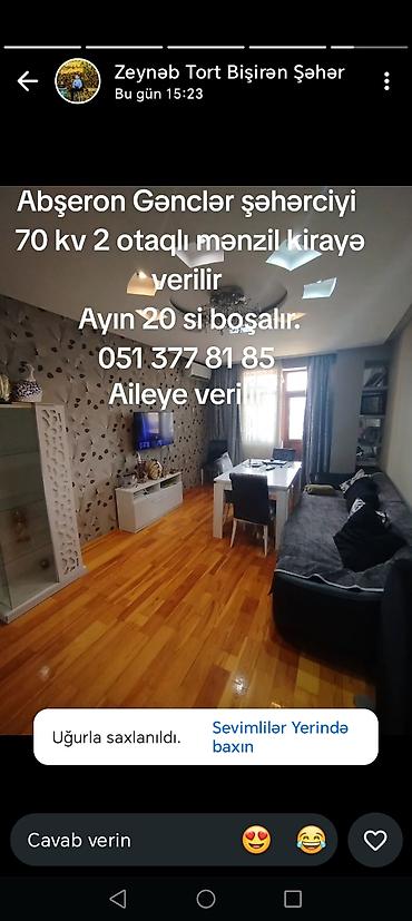 qubada kiraye evler 2020: Abşeron, Gənclər şəhərciyində 70 kv.m sahəsi olan 2 otaqlı mənzil — 6