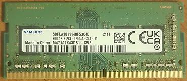 Operativ yaddaş (RAM) Samsung, 8 GB, 3200 Mhz, DDR4, Noutbuk üçün, İşlənmiş