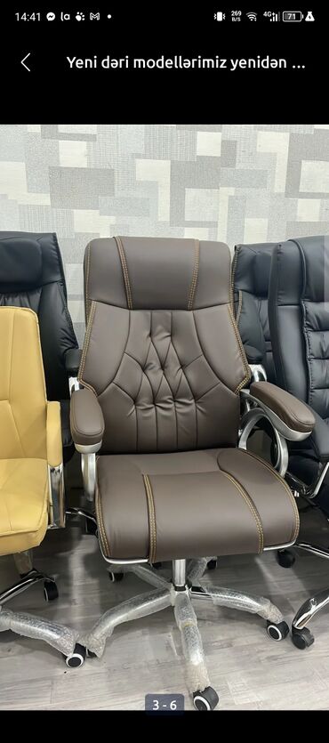 Ofis və oyun kresloları: Yeni, Təkərli, Qolları tənzimlənir, Dəri — 9