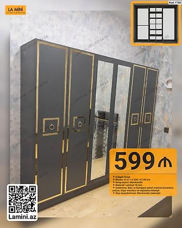 6 qapılı dolab - Ölçülər: D 47 × H 200 × E 240 sm - Material: 18 mm