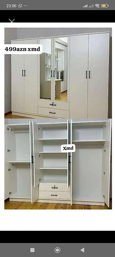 əlcek: Ağ rəngli çoxfunksiyalı 5 qapılı dolab - Ön hissədə 2 ədəd tam ölçülü — 1