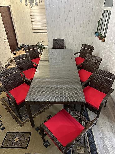 Qonaq otağı üçün, İşlənmiş, Kvadrat masa, 8 stul