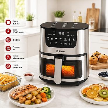 Mətbəx texnikası: №: 436 Məhsulun adı: Aerofritür Silver SL-6512, 6.5 l, 2000 W — 1