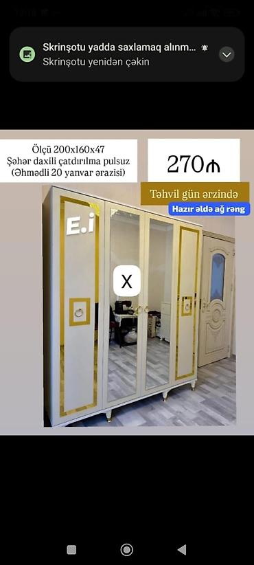 pancara: - Məhsul: 4 qapılı paltar dolabı, aynalı orta qapılarla - Rəng: Hazır — 1