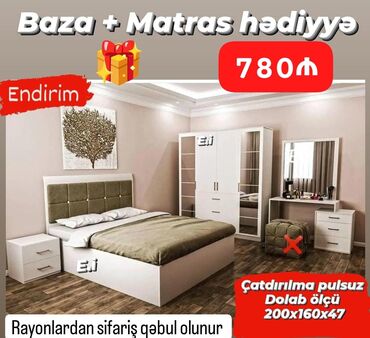 i̇ki nəfərlik yataq: *Yataq dəsti 780Azn 🎁Baza + Matras hədiyyə🎁* 💥ENDİRİM 3 GÜN 💥 ✔️Rəng