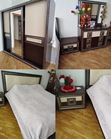 корпусная мебель в рассрочку: Двуспальная кровать, Трюмо, Шкаф, 2 тумбы, Б/у