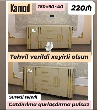Kamod – ölçü: 160×90×40 sm - Rəng: açıq bej - Dizayn: qızılı dekor lalafo.az -da Kamod – ölçü: 160×90×40 sm - Rəng: açıq bej - Dizayn: qızılı dekor
