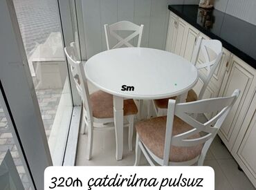 stol stul metbex: Mətbəx üçün, Yeni, Açılmayan, Yumru masa, 4 stul
