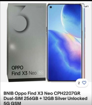 проектор для телефона: Oppo Find X3 Neo 5G, Жаңы, 256 ГБ, түсү - Күмүш, 1 SIM