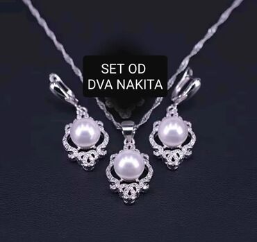 minđuše sa biserima: Set: Earrings, Necklace, Pendant, Material: Pearl, Cubic zirconia