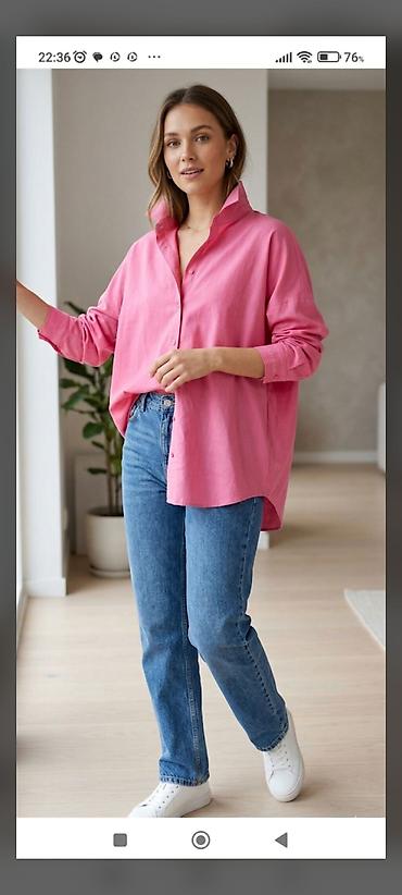 qarin yigan mayka: Qadın üçün oversize kofta-köynək - Rəng: parlaq çəhrayı (fuşya — 1