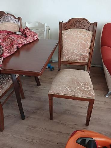 Klassik üslubda yemək otağı dəsti - Material: bərk ağac karkas, tünd