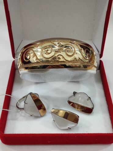 серебряный набор кольцо и серьги: Серебряный Набор+ Билерик с надписями "Бейишим Апам" Серебро