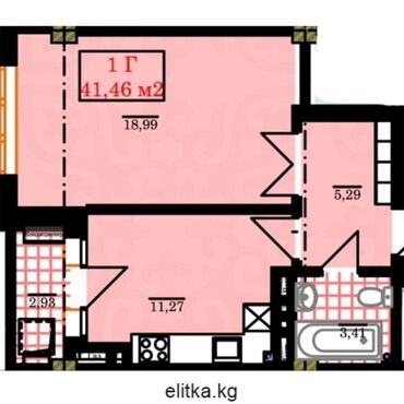 джал 15 ихлас: 1 комната, 42 м², Элитка, 10 этаж, ПСО (под самоотделку)