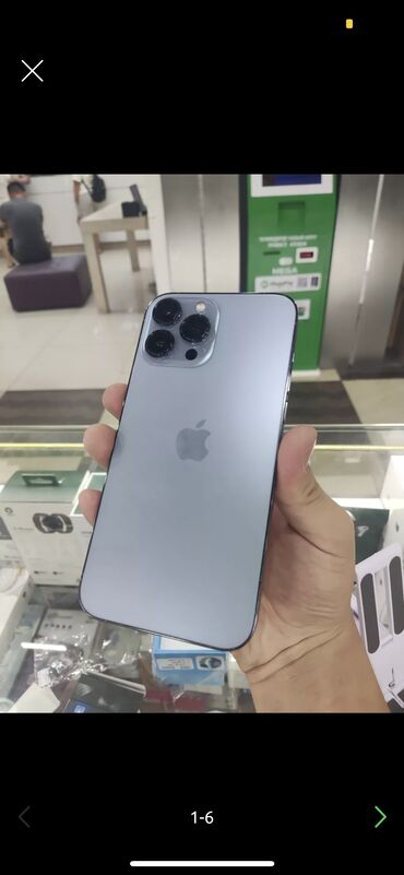 iphone 12 pro max цена бу: IPhone 13 Pro Max, Б/у, 256 ГБ, Голубой, Коробка, Чехол, Кабель, 90 %