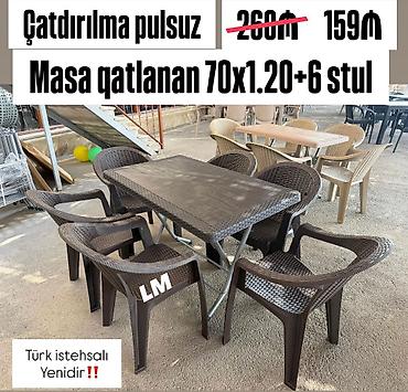 plastik stol stul: Yeni Plastik masa dəsti📌 _*Türk istehsalı masa+6STUL*_ 📌 *Qiymət — 3