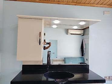 Salon, tibbi mebel: Salon üçün lavabo və güzgü dəsti - Komplekt: üst hissədə iri güzgü — 2