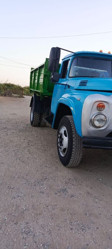 Грузовики: ZIL 130 tipli özboşaldan yük maşını - Gövdə: mavi kabin, yaşıl