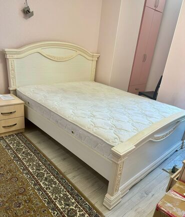 спальня альбина: Спальный гарнитур, Двуспальная кровать, цвет - Белый, Новый
