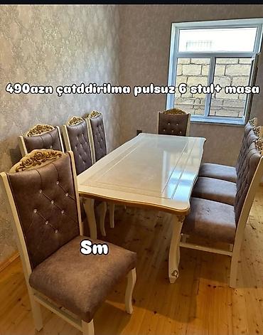 yemek stol: Qonaq otağı üçün, Yeni, 6 stul — 1