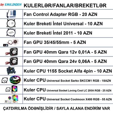 Digər kompüter aksesuarları: Soyutma sistemi Intel, Kuler, Yeni