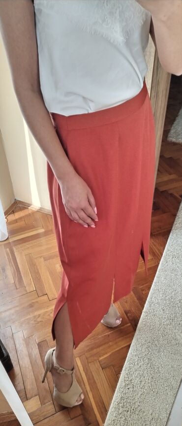 zara tigrasta suknja: L (EU 40), Midi, color - Orange