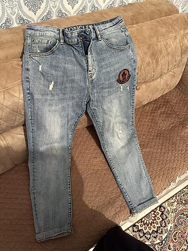 Cinslər: Moncler denim cins şalvar - Rəng: açıq mavi, yuyulma effekti və — 1