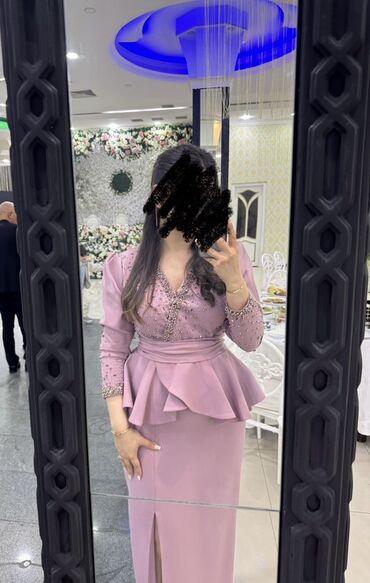 Ziyafət donları: Zərif ziyafət geyimi – pudra/çəhrayı rəngdə, elegant dizayn. - Üst