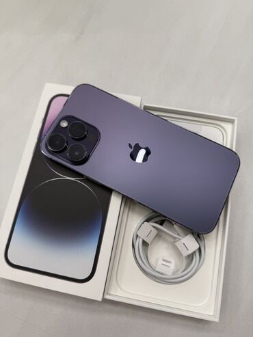 Apple iPhone: IPhone 14 Pro Max, Б/у, 128 ГБ, Deep Purple, Зарядное устройство, Коробка, Защитное стекло, 89 %