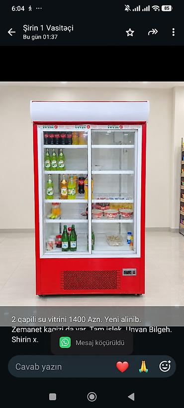 2 qapili su vitrini 1400 Azn. Yeni alinib. Zemanet kagizi da var. Tam