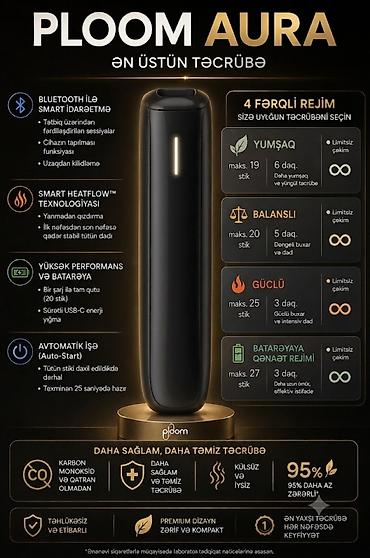 infinix smart 6: Mükəmməl vəziyyətdə, tamamilə yeni kimi olan Ploom Aura (Qara rəng) — 1