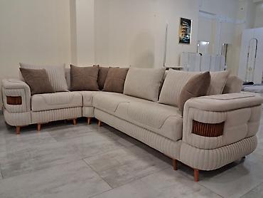 zerin mebil: Məhsul: L‑şəkilli künc divan - Rəng və material: Açıq bej rəngli — 1