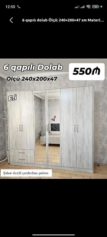 Dolablar: Yeni, 6 qapı, Ağ, Açılan, Düz dolab — 1