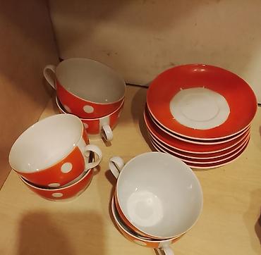 Qab-qacaq və mətbəx ləvazimatları: Çay dəsti, rəng - Narıncı, Keramika, 6 nəfərlik, Çexiya — 2