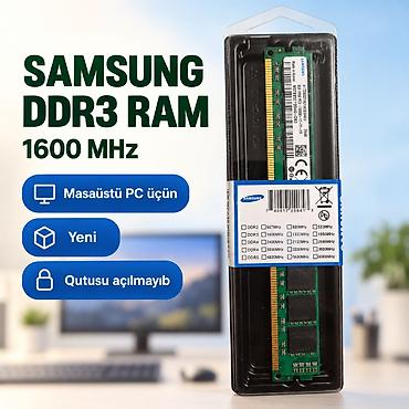 Operativ yaddaş (RAM) Samsung, 8 GB, 1600 Mhz, DDR3, PC üçün, Yeni