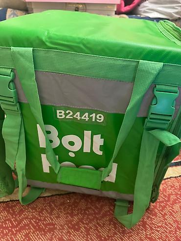 bolt sumka: Bolt Food termal çatdırılma çantası - Rəng: yaşıl, reflektorlu boz — 3
