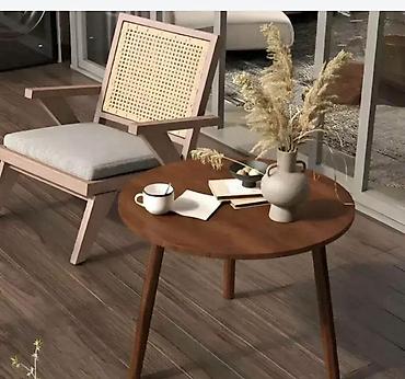 sofa cena: Klub sto / coffee table, okruglog oblika, u toploj braon boji sa — 2
