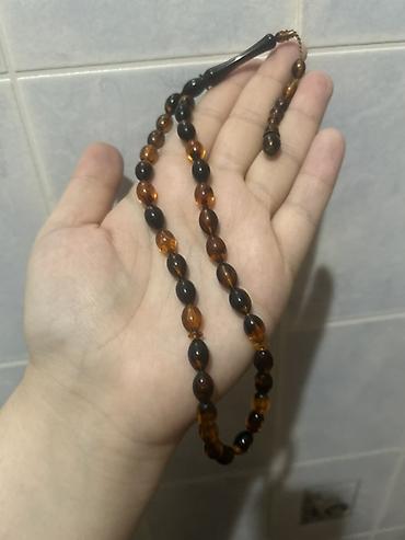 Kəhrəba üslubunda təsbeh - Material: qəhvəyi-şəffaf və tünd tonlarda