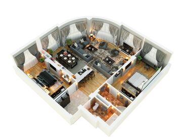 квартиры джале: 3 комнаты, 117 м², Элитка, 8 этаж, ПСО (под самоотделку)