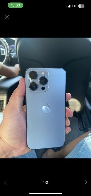 телефон бу купить: IPhone 13 Pro, Б/у, 128 ГБ, Deep Purple, Защитное стекло, Чехол, 85 %